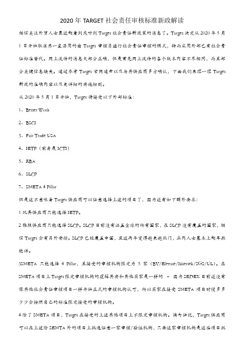 2020年TARGET社会责任审核标准新政解读