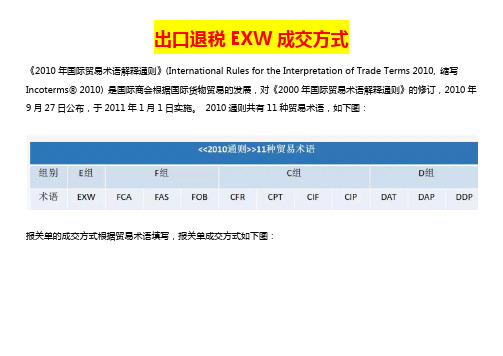 出口退税EXW成交方式