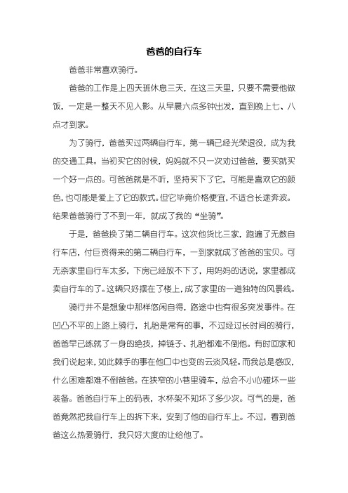 初一作文：爸爸的自行车作文600字