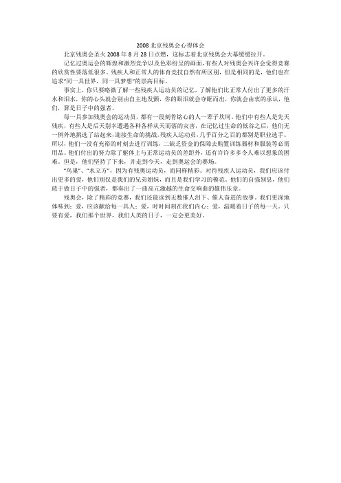 2008北京残奥会心得体会