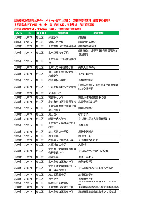 2020新版北京市北京市房山区学校工商企业公司商家名录名单黄页联系电话号码地址大全293家