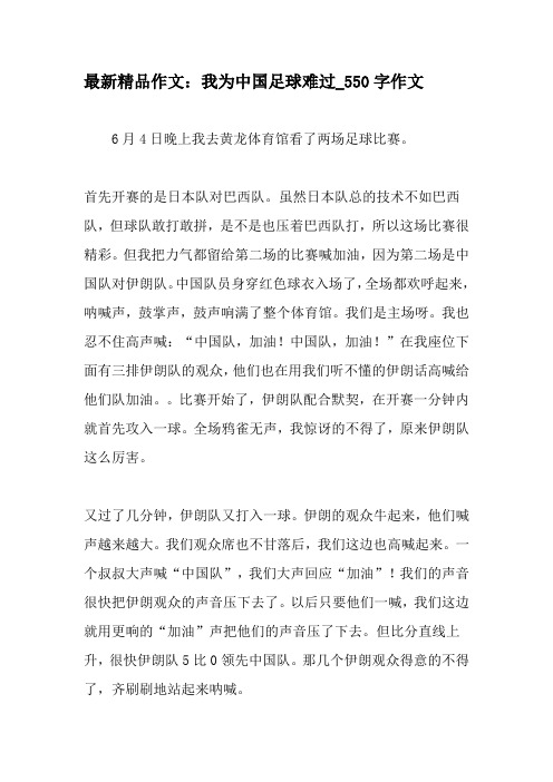最新精品作文：我为中国足球难过_550字作文-教育作文文档