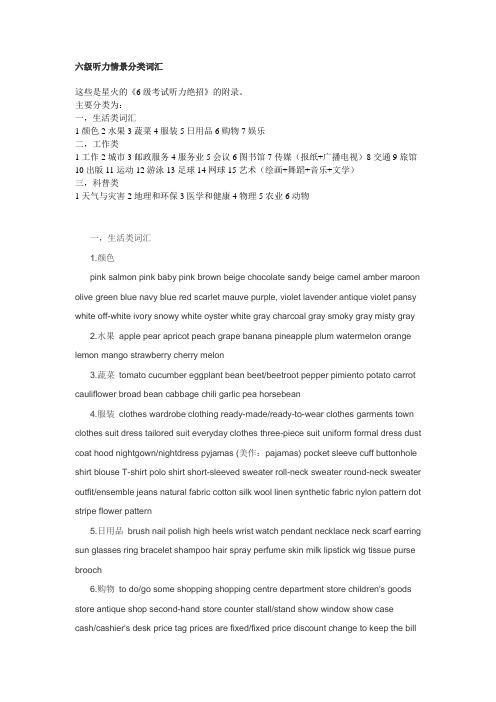 六级听力情景分类词汇