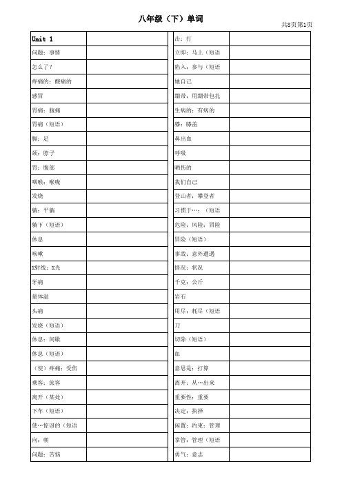 2014八年级下英语词汇表