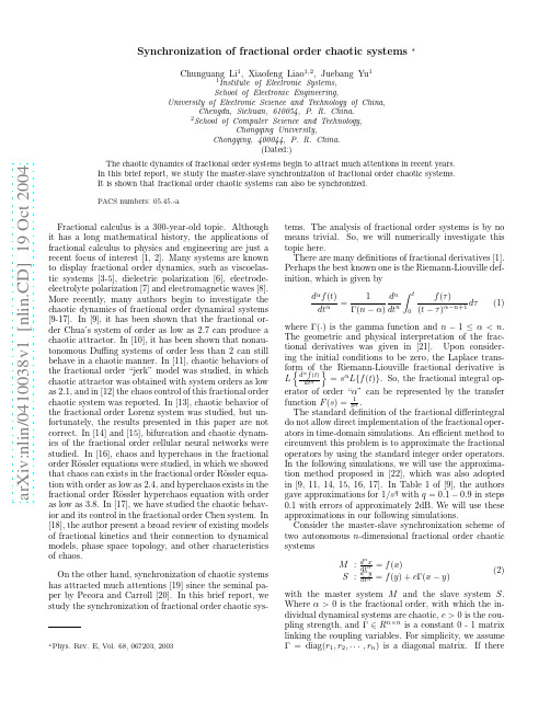 Synchronization of fractional order chaotic systems
