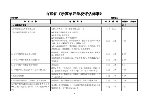 山东省孕妇学校评估标准