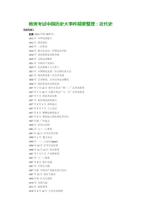 教资考试中国历史大事件精要整理：近代史