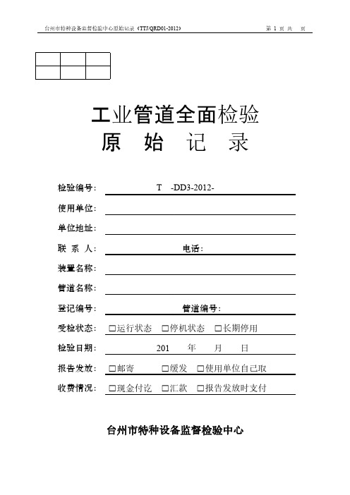 工业管道全面检验原始记录