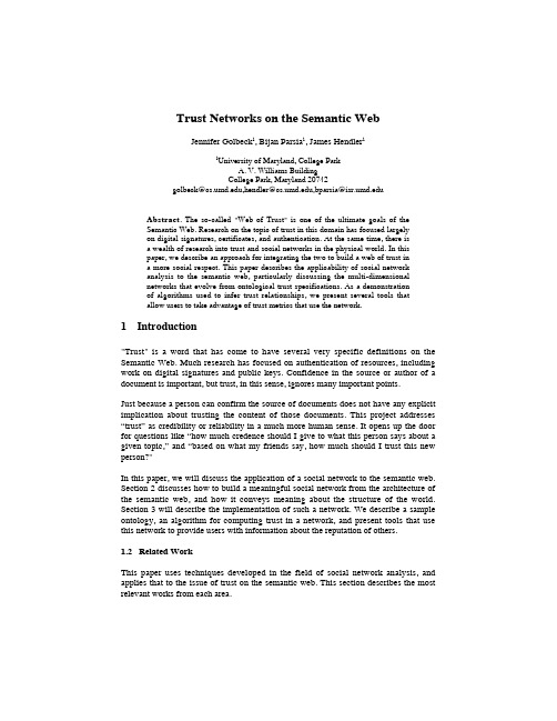 Trust Networks on the Semantic Web
