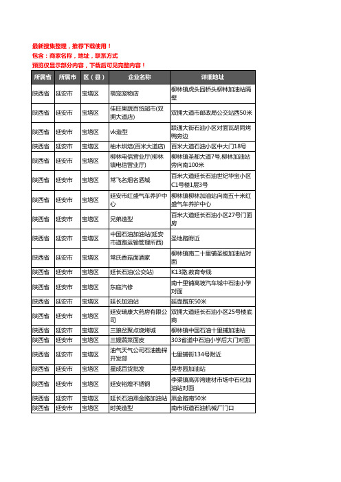 新版陕西省延安市宝塔区加油站服务企业公司商家户名录单联系方式地址大全260家