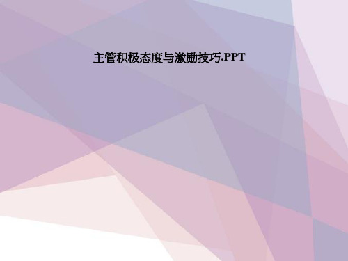主管积极态度与激励技巧.PPT