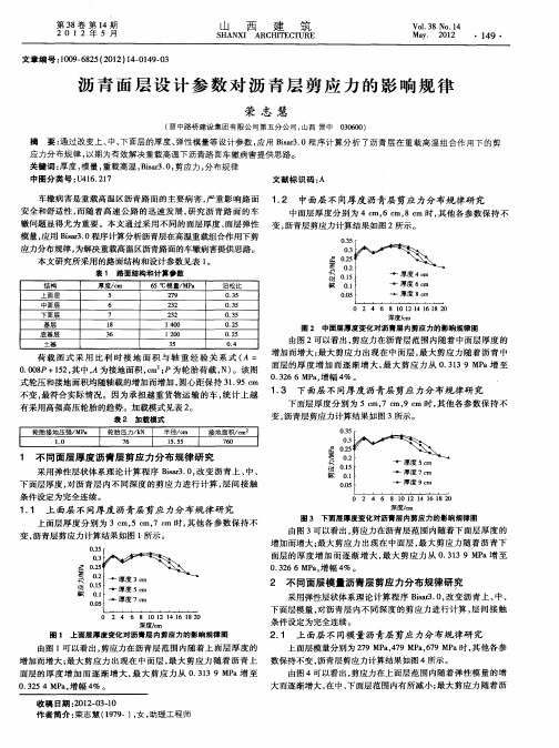 沥青面层设计参数对沥青层剪应力的影响规律