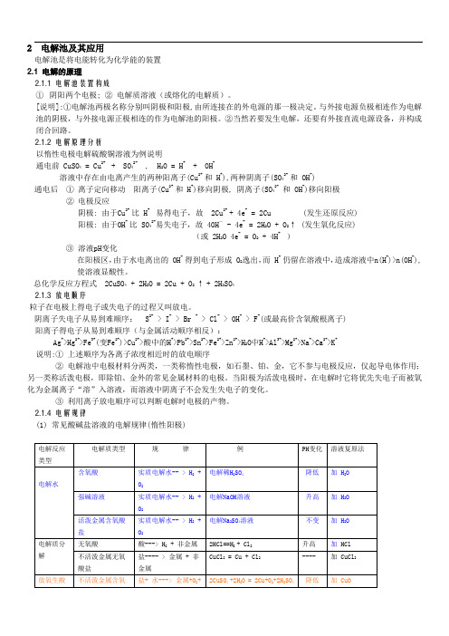 电解池知识点及习题答案详解