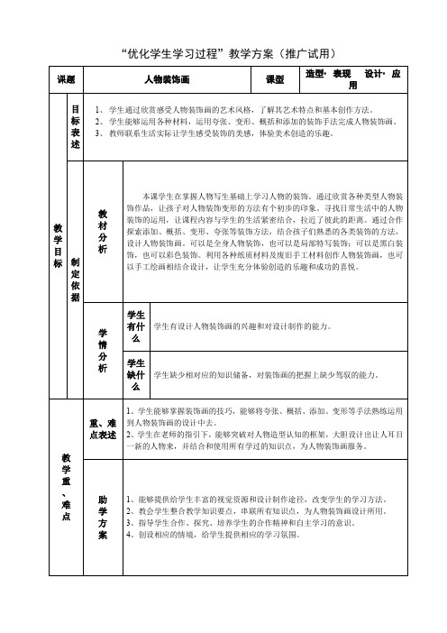六年级上册美术教案-9人物装饰画苏少版 (8)