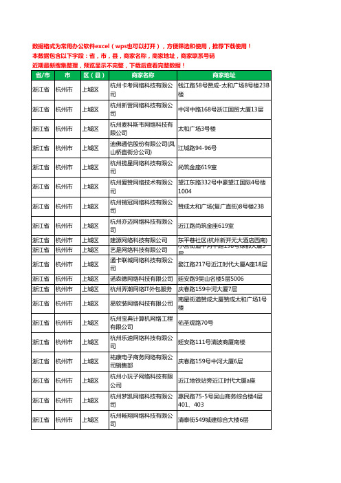 2020新版浙江省杭州市上城区网络技术有限公司工商企业公司商家名录名单黄页联系电话号码地址大全42家