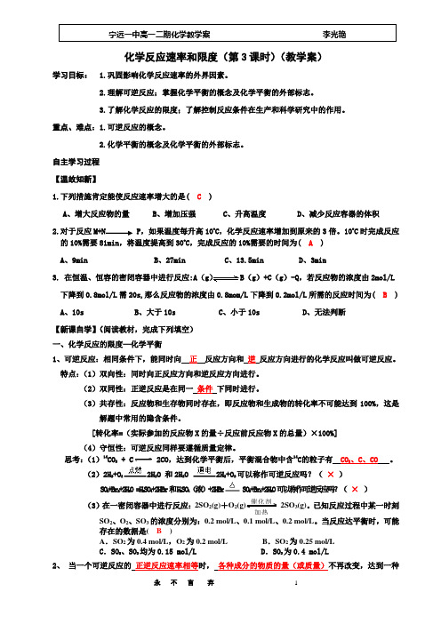 高中化学必修2-第二节化学反应速率和限度(第三课时)
