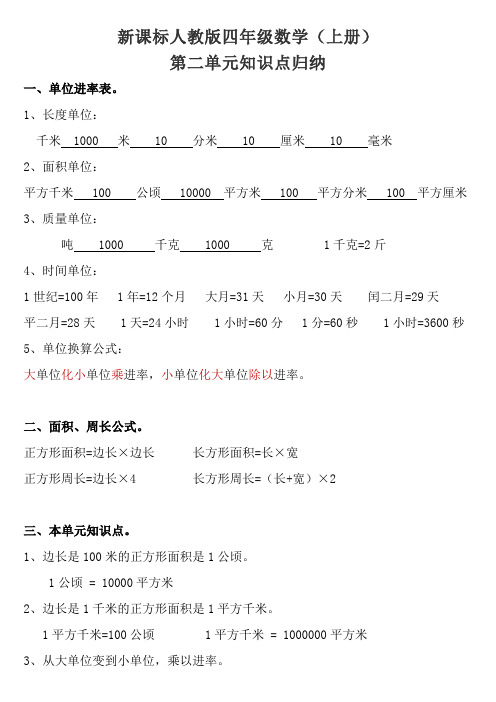 新课标人教版四年级数学(上册)第二单元知识点归纳