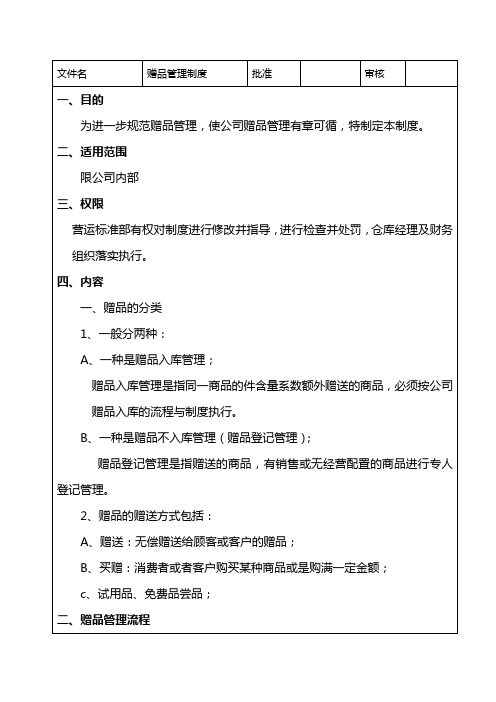 赠品管理制度1