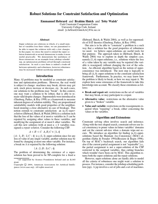 Robust solutions for constraint satisfaction and optimization
