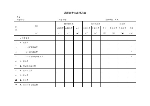 课题经费支出情况表
