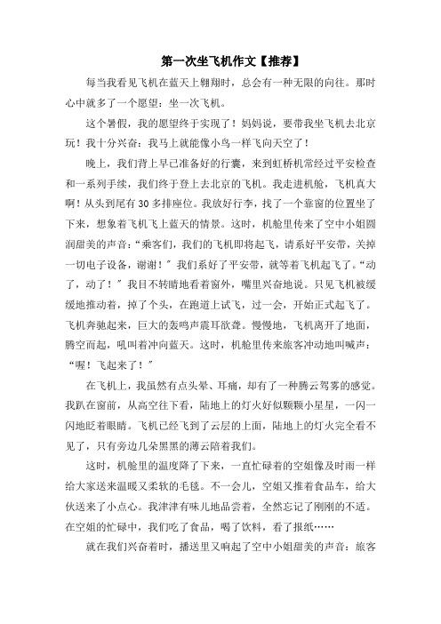 第一次坐飞机作文(4)范文精选