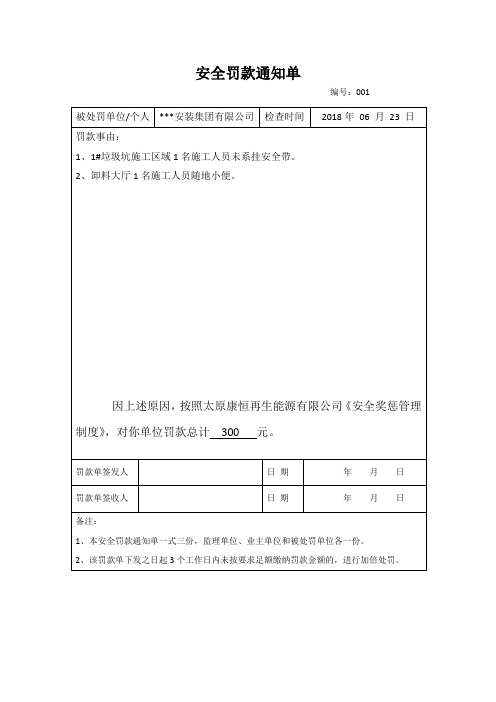 安全罚款通知单 (1)