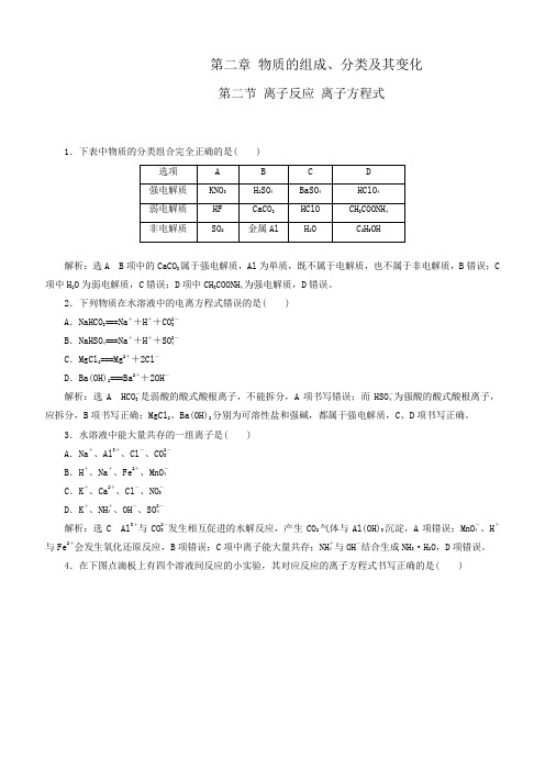 2020高考化学一轮复习专题2-2 离子反应 离子方程式(练习)含答案