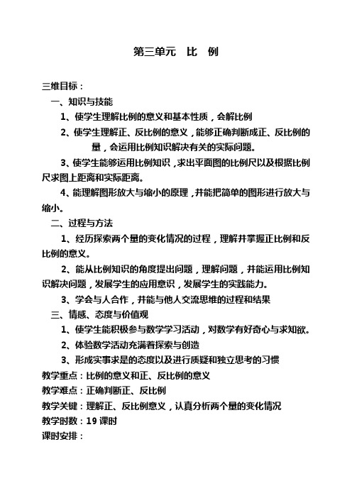 人教版六年级数学下册集体备课教案(表格式)