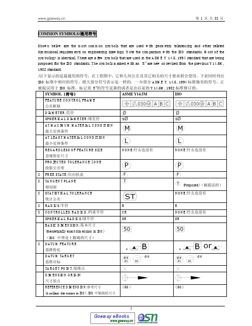 美国形位公差标注规定及意义(中英文对照)