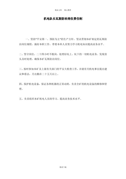【实用】2021-机电队长瓦斯防治岗位责任制