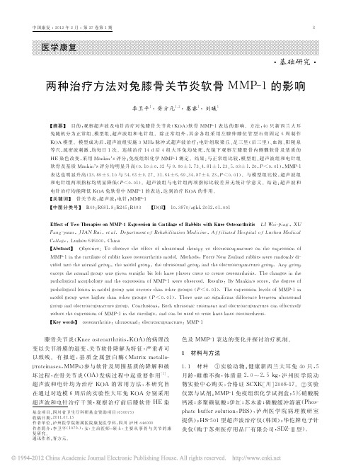 两种治疗方法对兔膝骨关节炎软骨MMP_1的影响