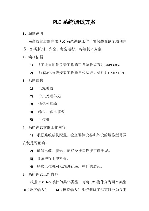 PLC调试方案