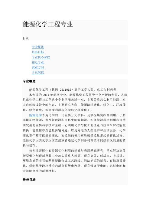 能源化学工程专业