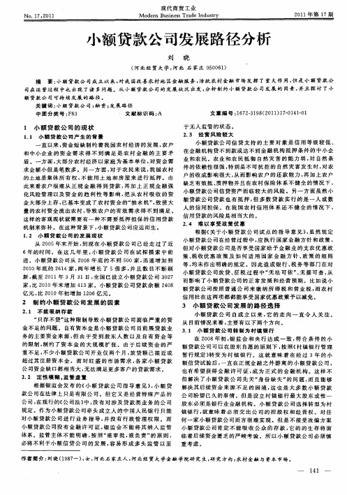 小额贷款公司发展路径分析