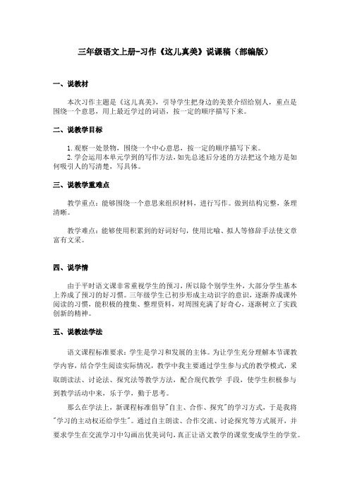 三年级语文上册-习作《这儿真美》说课稿(部编版)