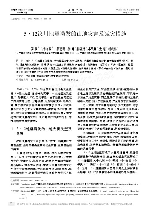 汶川地震诱发的山地灾害及减灾措施