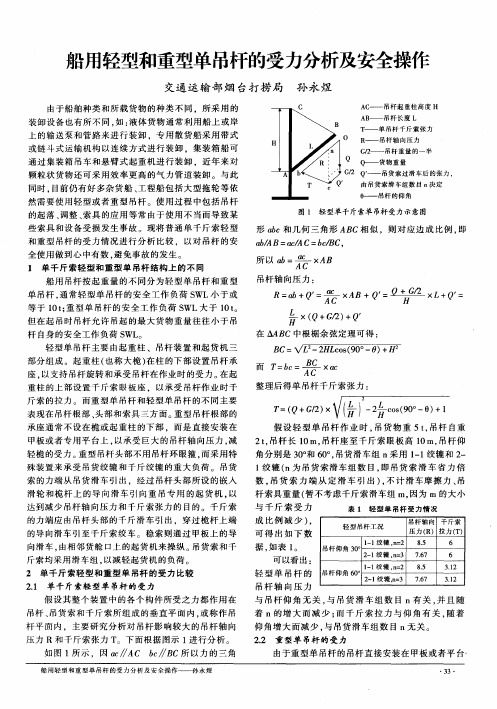 船用轻型和重型单吊杆的受力分析及安全操作