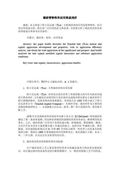 湖沥青特性和应用效益浅析