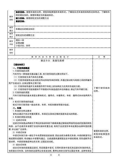 NO16单元十六车架与车桥汽车构造教案
