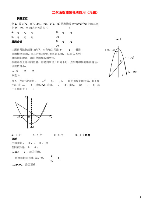 2020九年级数学上册二次函数图象性质应用习题(新版)新人教版