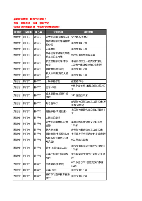新版湖北省荆门市钟祥市摩托车企业公司商家户名录单联系方式地址大全41家