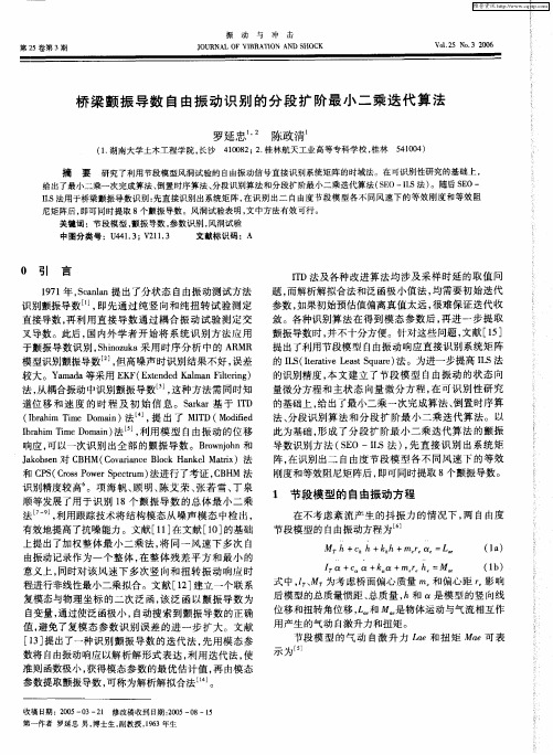 桥梁颤振导数自由振动识别的分段扩阶最小二乘迭代算法