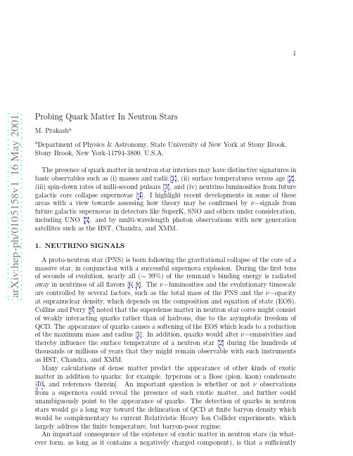 Probing Quark Matter In Neutron Stars