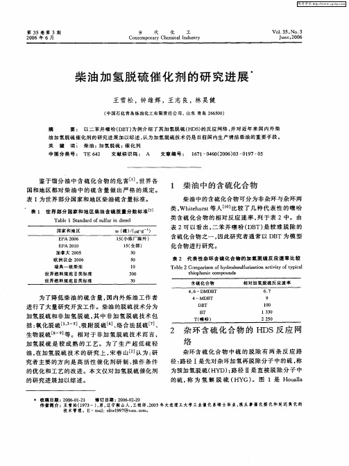柴油加氢脱硫催化剂的研究进展