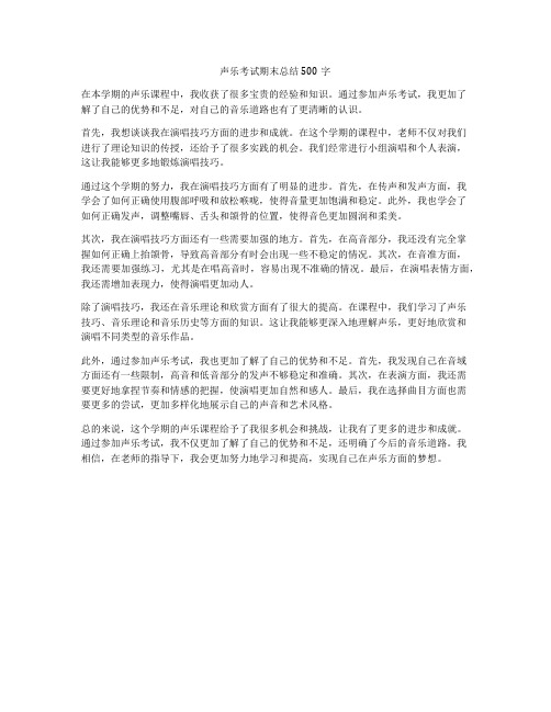 声乐考试期末总结500字