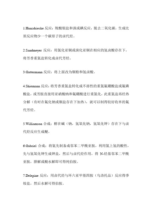 药物合成反应重要人名反应整理