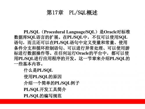 第17章 PLSQL概述