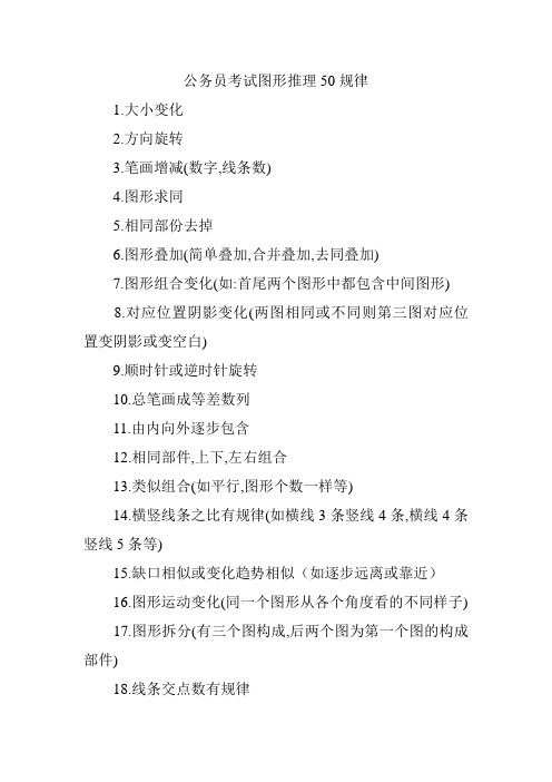 公务员考试图形推理50规律