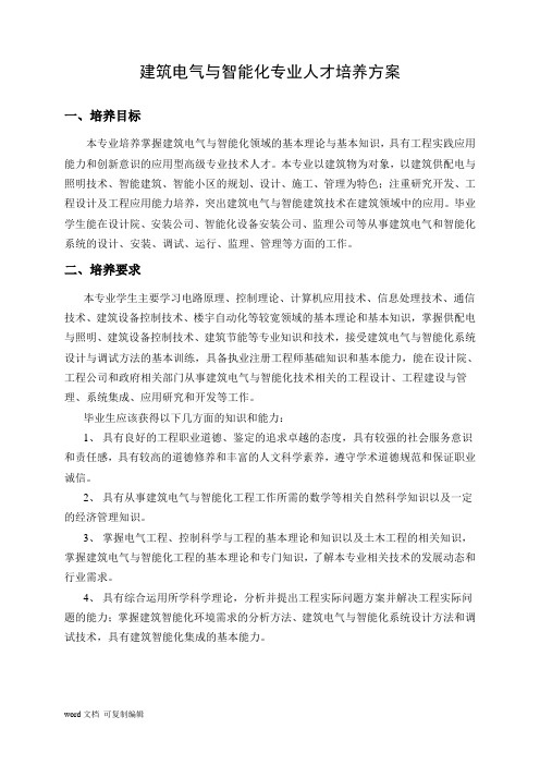 建筑电气与智能化培养方案