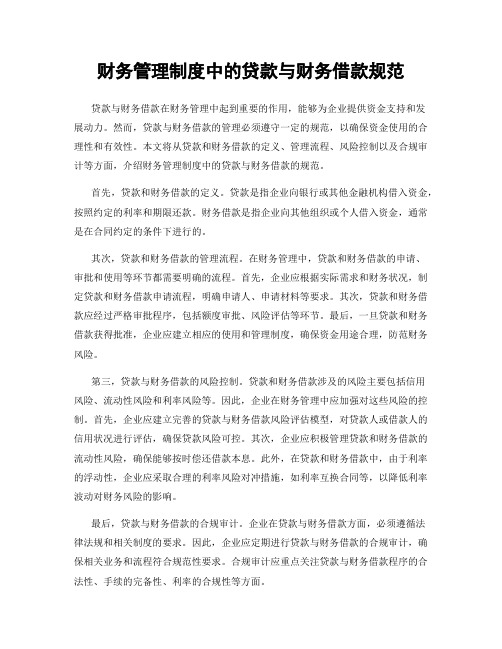 财务管理制度中的贷款与财务借款规范